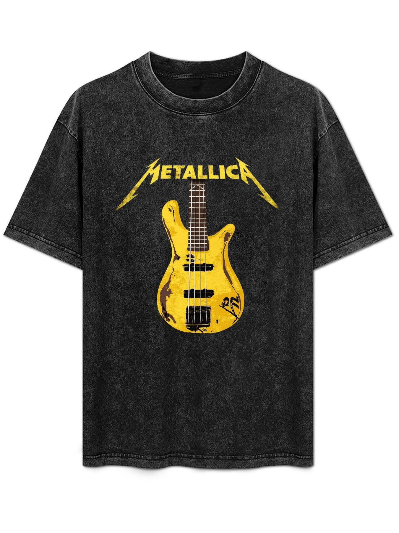 Metallica Yellow Bass Guitar Graphic T-Shirt