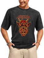 Vintage Washed Anthrax Demon Pentagram Graphic T-Shirt