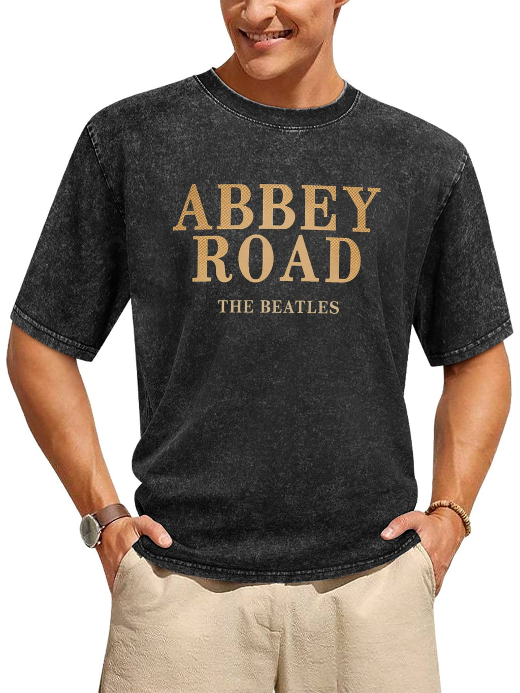 The Beatles Abbey Road Gold Typography Graphic T-Shirt