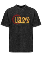 Vintage Washed KISS Burning Stages Graphic T-Shirt