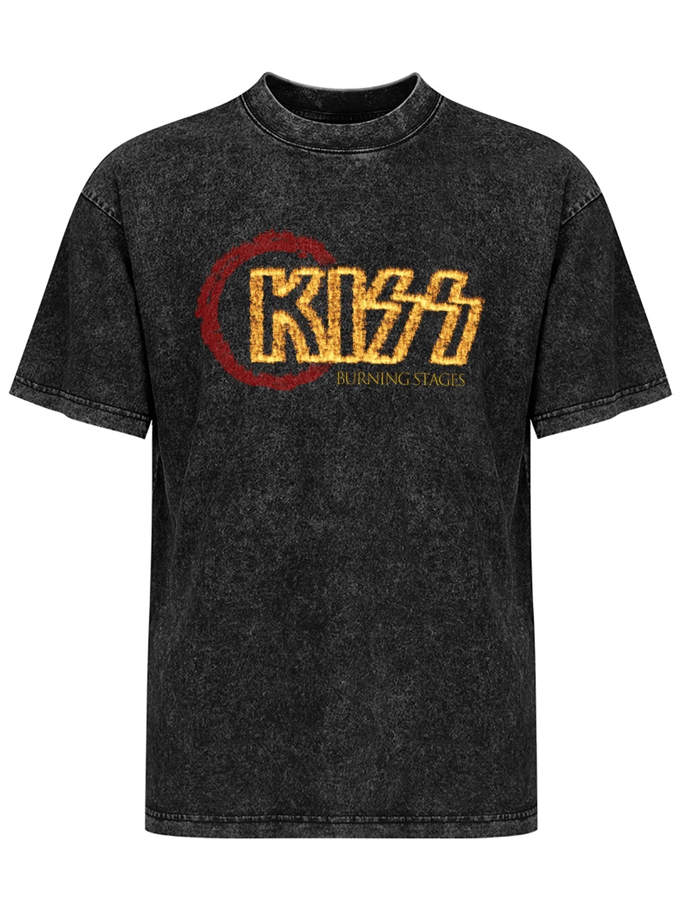 Vintage Washed KISS Burning Stages Graphic T-Shirt