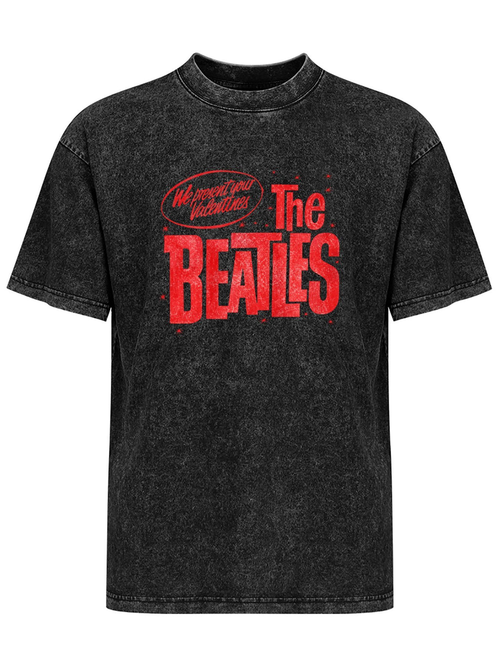 The Beatles Valentine Distressed Red Logo Graphic T-Shirt