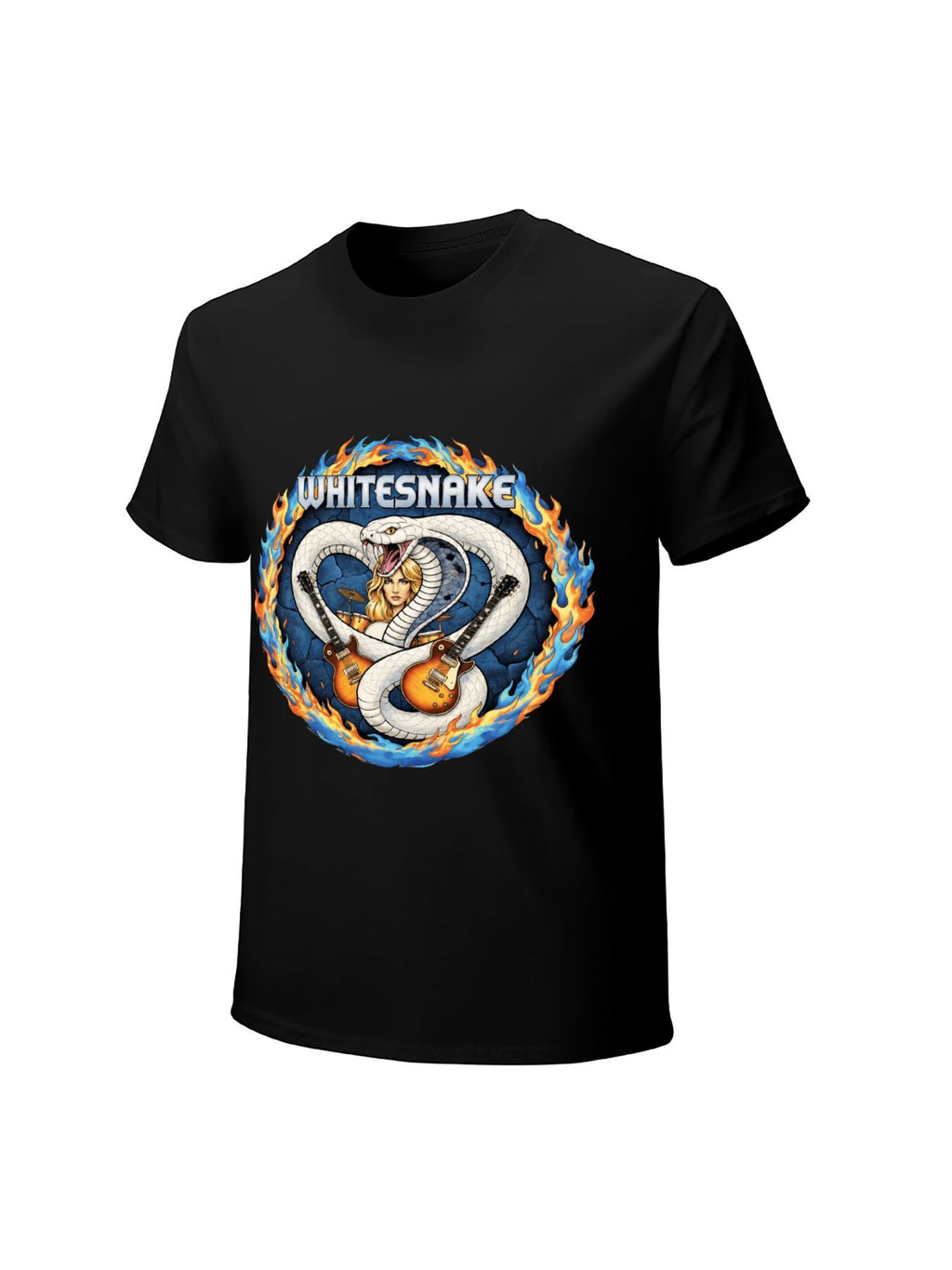 Whitesnake Cobra Guitar Flame Ring Rock T-Shirt