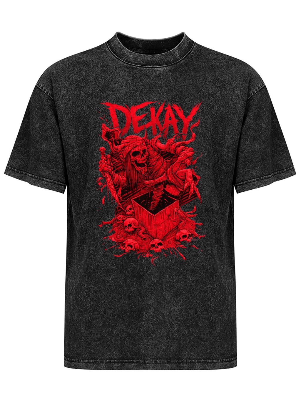Vintage Washed DEKAY Red Skeleton Graphic T-Shirt