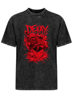 Vintage Washed DEKAY Red Skeleton Graphic T-Shirt