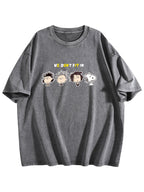We Don't Fit In Cartoon Graphic Washed T-Shirt