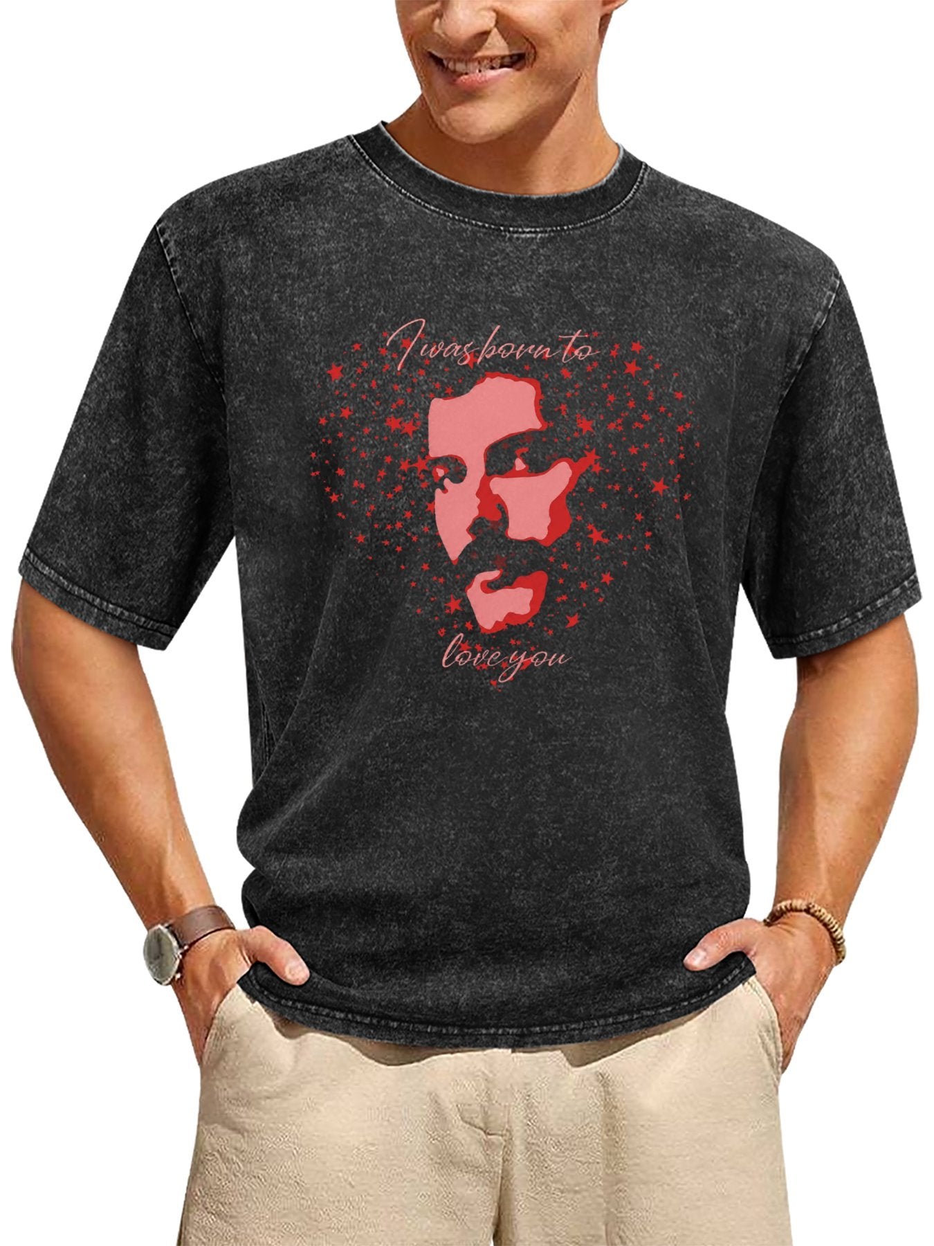 I Was Born to Love You Star Portrait Graphic T-Shirt
