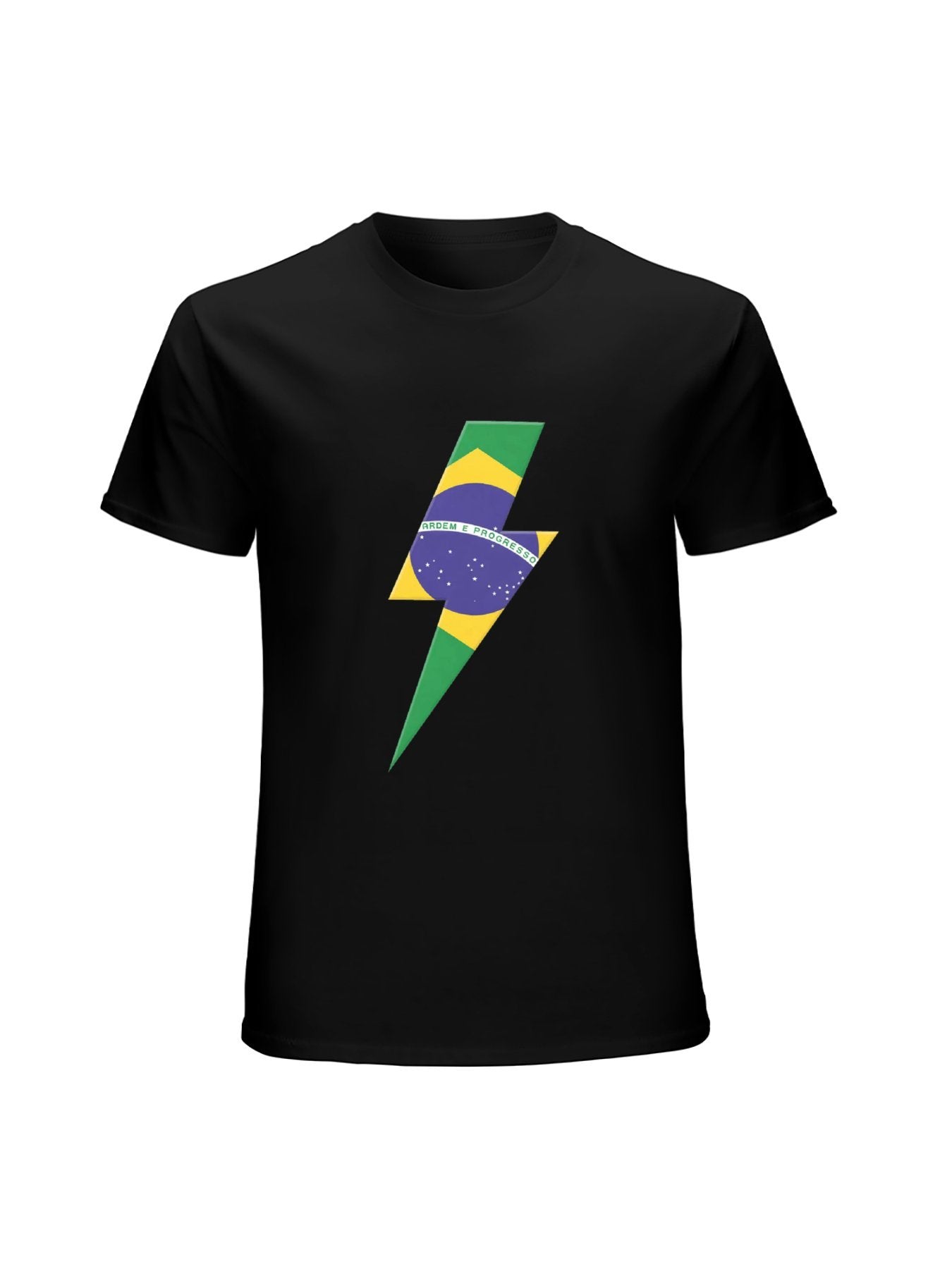 Brazil Flag Lightning Bolt Minimalist Rock T-Shirt