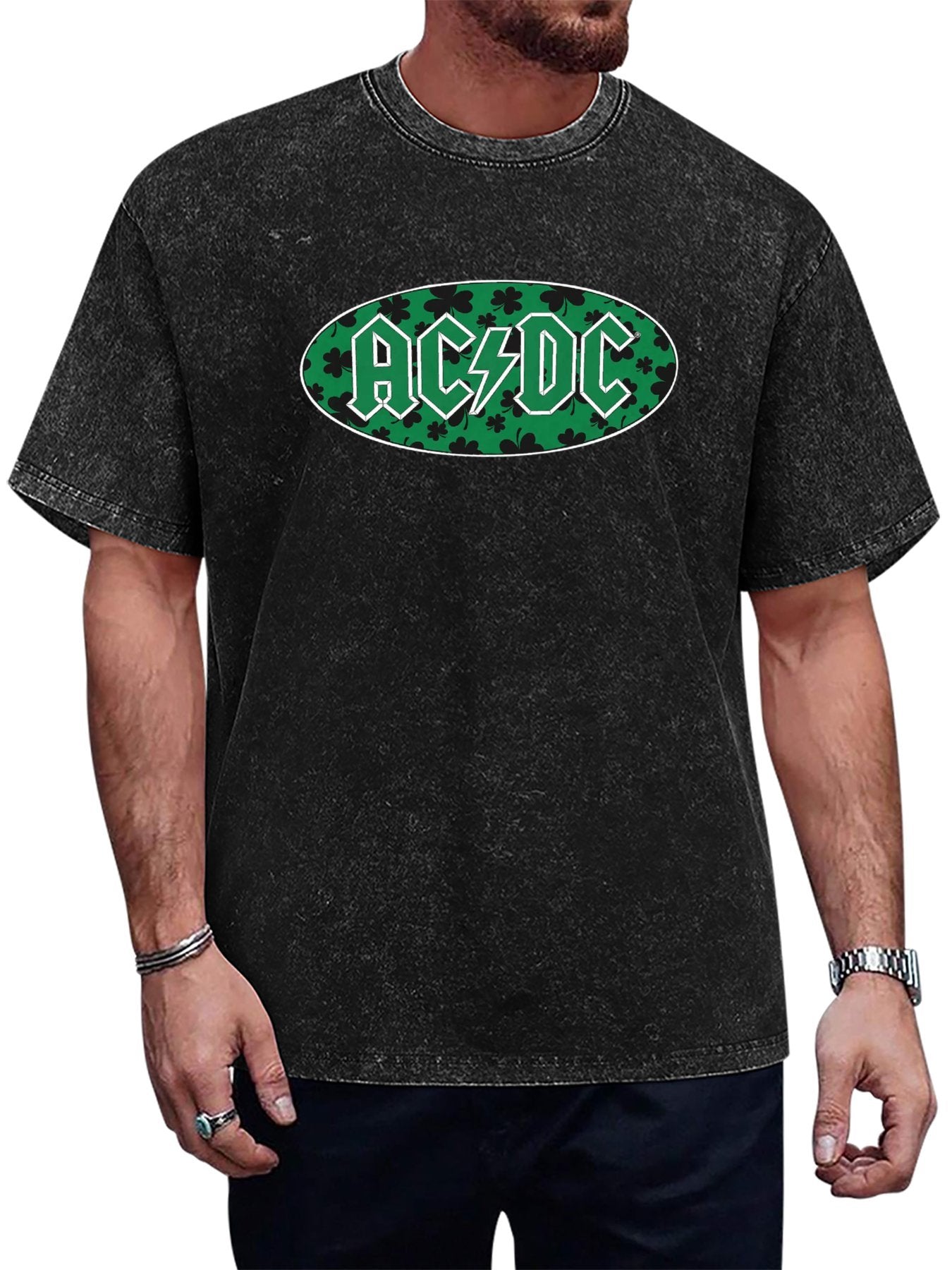 AC/DC Shamrock Logo Graphic T-Shirt