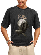 Vintage Washed Gojira Whale Castle Graphic T-Shirt