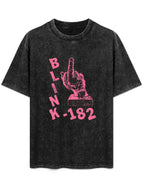 Blink-182 Pink Middle Finger Graphic T-Shirt