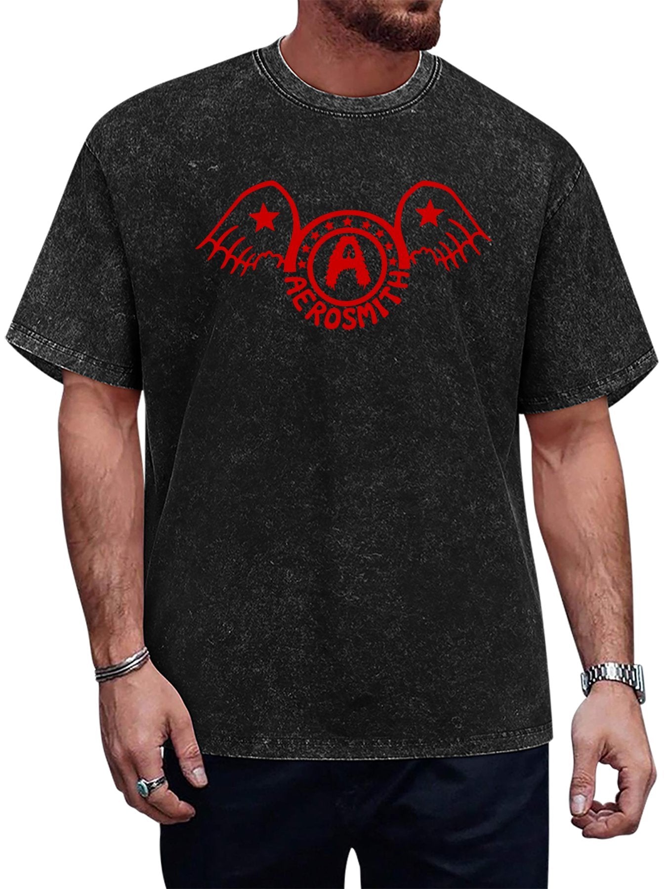 Aerosmith Red Star Wing Logo Graphic T-Shirt Main image