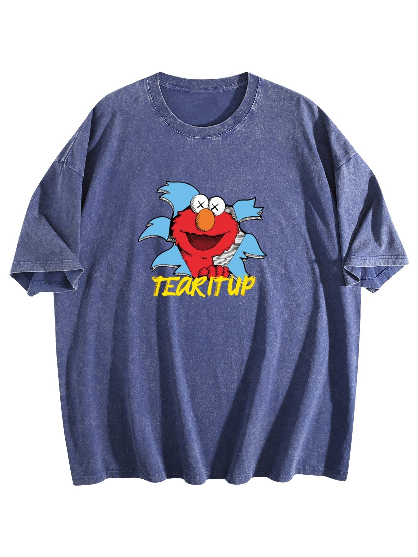 Tear It Up Cartoon Graphic Washed T-Shirt