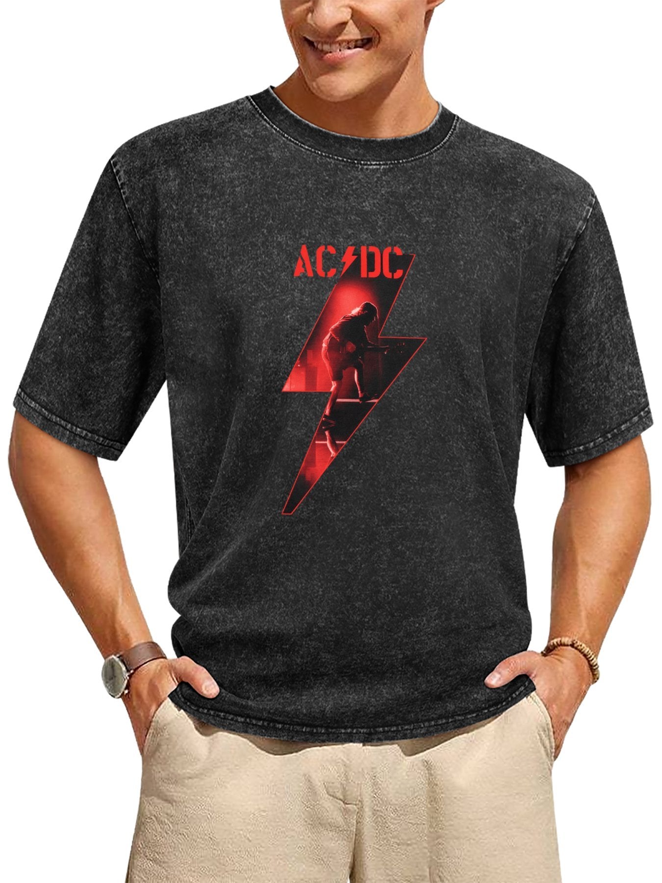 AC/DC Red Lightning Guitarist Graphic T-Shirt Secondary image