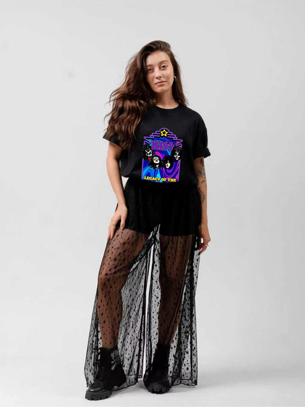KISS Face Collage Neon Legacy Rock T-Shirt