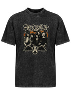 Aerosmith Vintage Band Portrait Flame Graphic T-Shirt