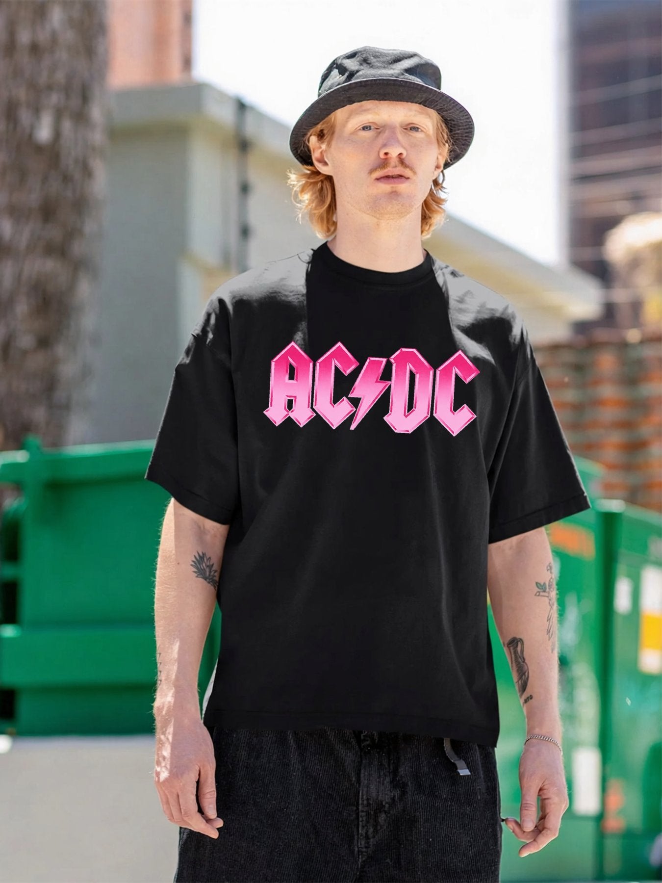 AC/DC Pink Metallic Logo Graphic T-Shirt