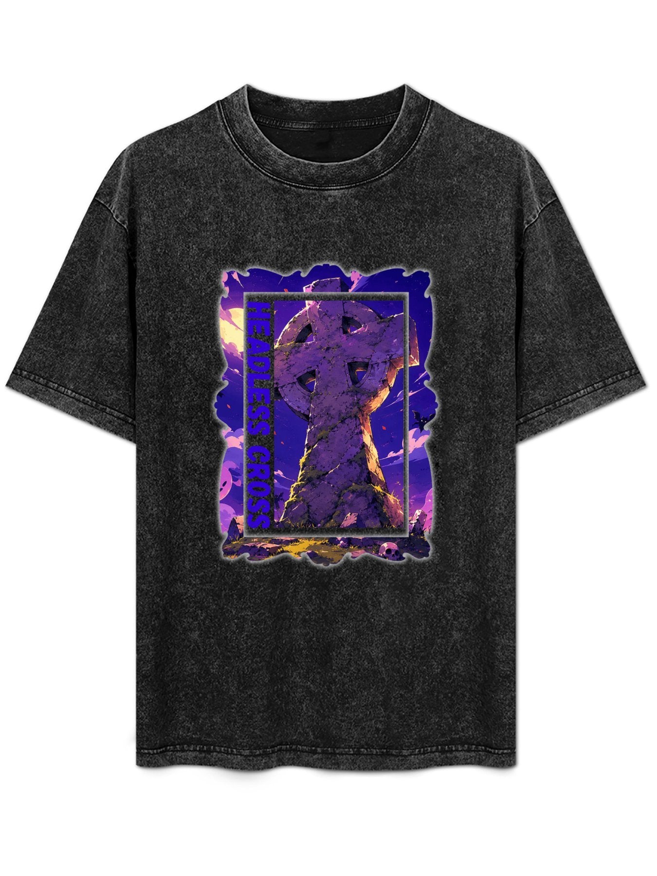 Vintage Washed Headless Cross Graphic T-Shirt