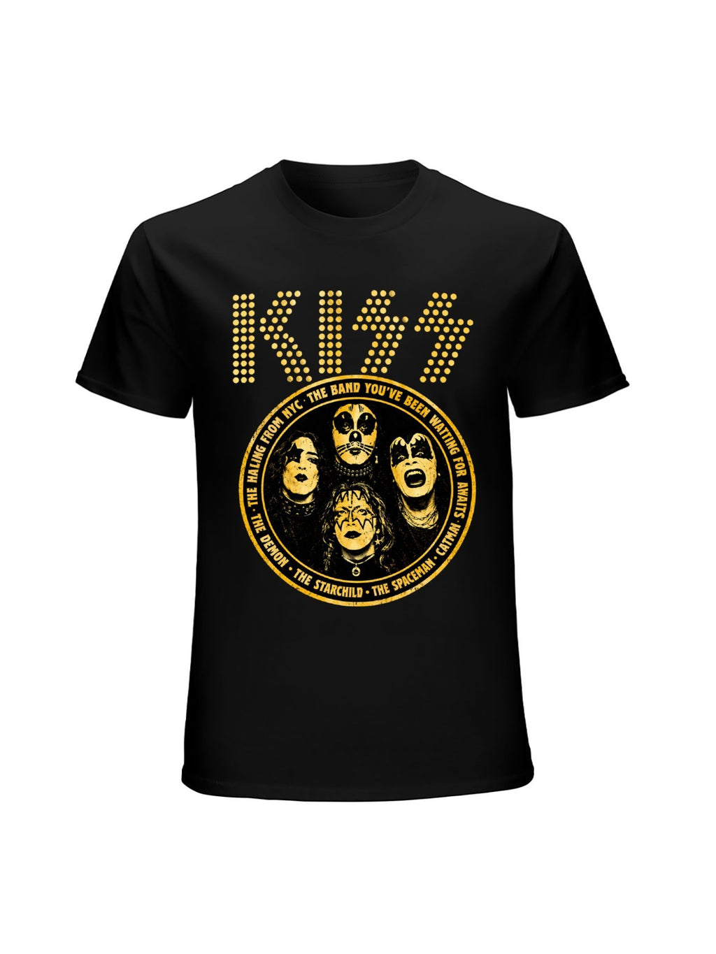 KISS Dotted Logo Band Portrait Graphic T-Shirt