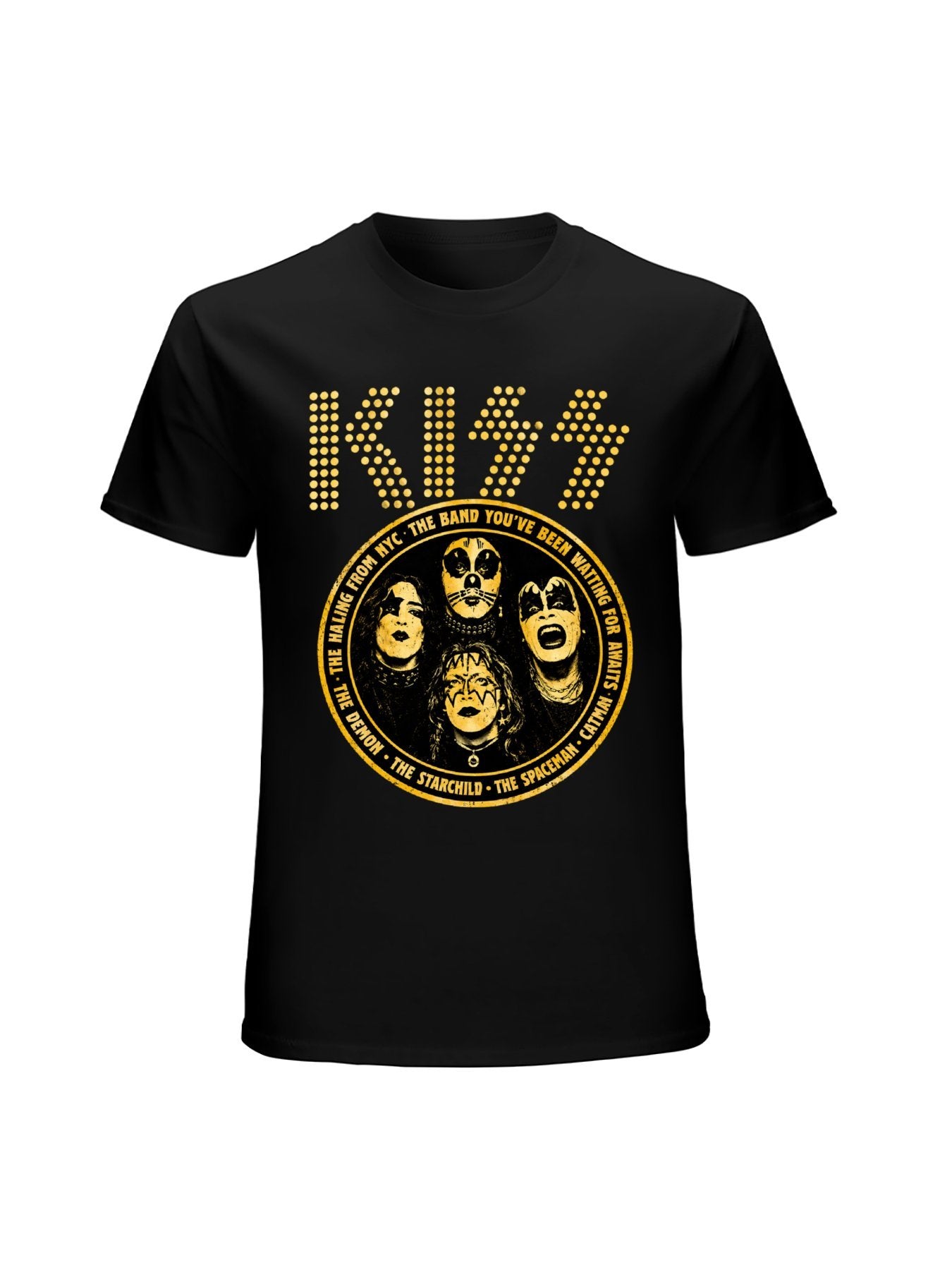 KISS Dotted Logo Band Portrait Graphic T-Shirt