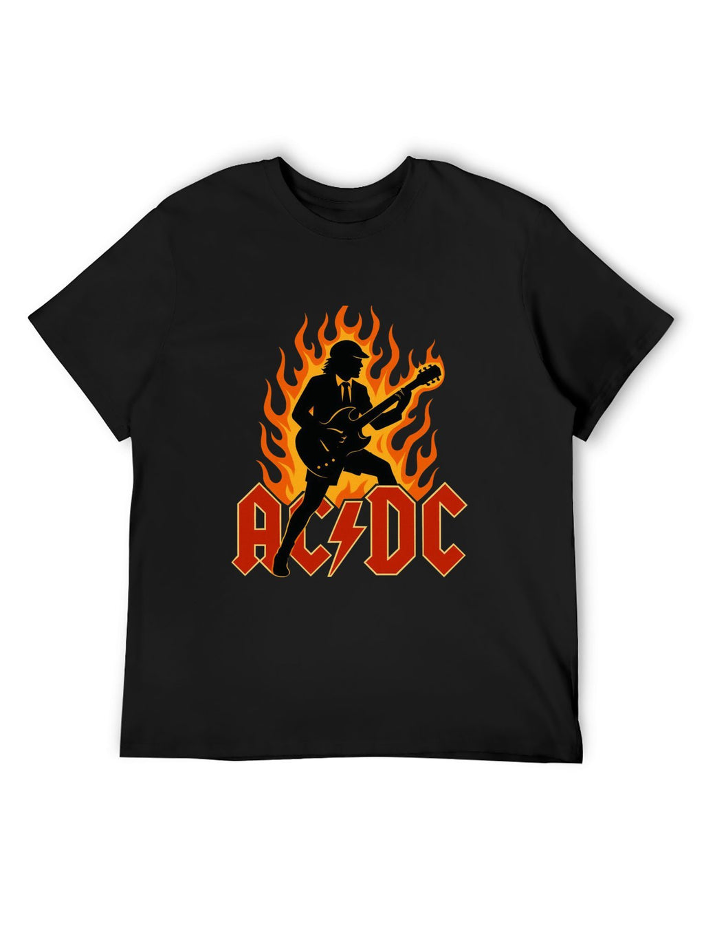 AC/DC Flaming Guitarist Fiery Hard Rock T-Shirt