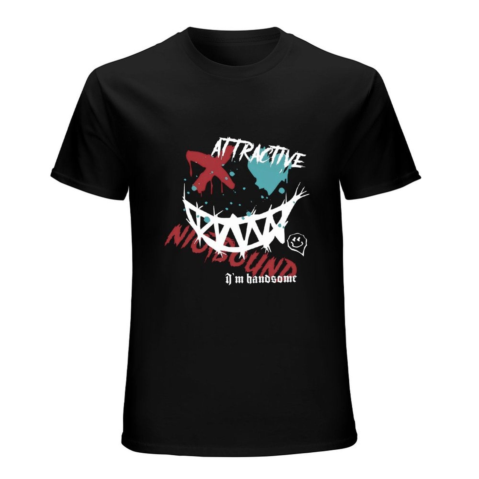 Attractive Mysterious Smile Graphic Black T-Shirt