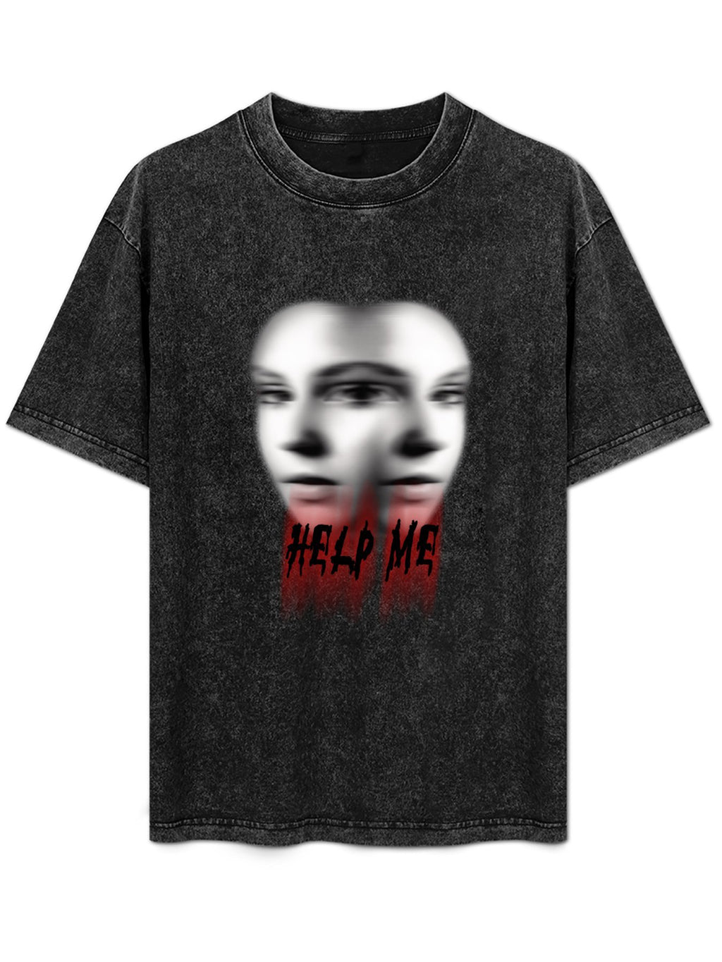 Help Me Distorted Faces Vintage Washed T-Shirt