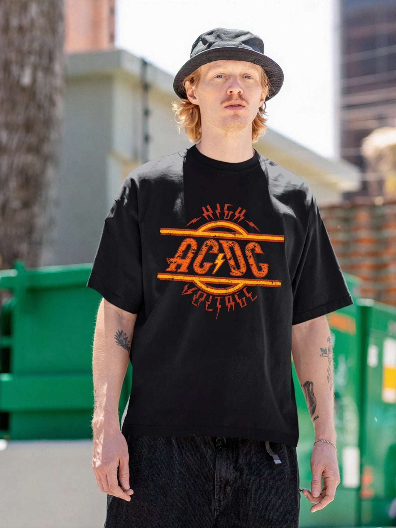 AC/DC High Voltage Distressed Logo Graphic T-Shirt