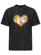 Sea of Flowers Cartoon Vintage Washed T-Shirt