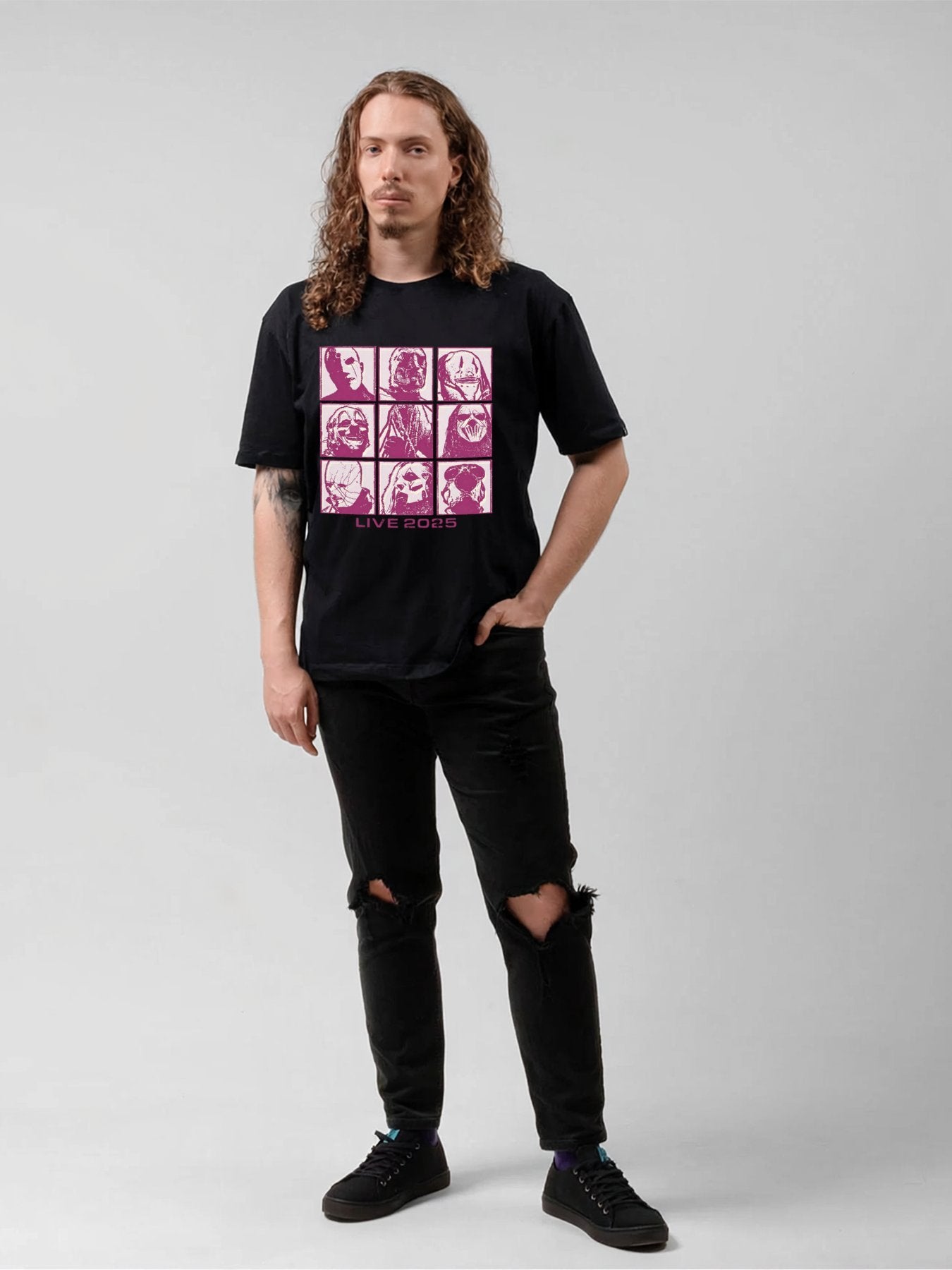 Slipknot Live 2025 Mask Grid Graphic T-Shirt