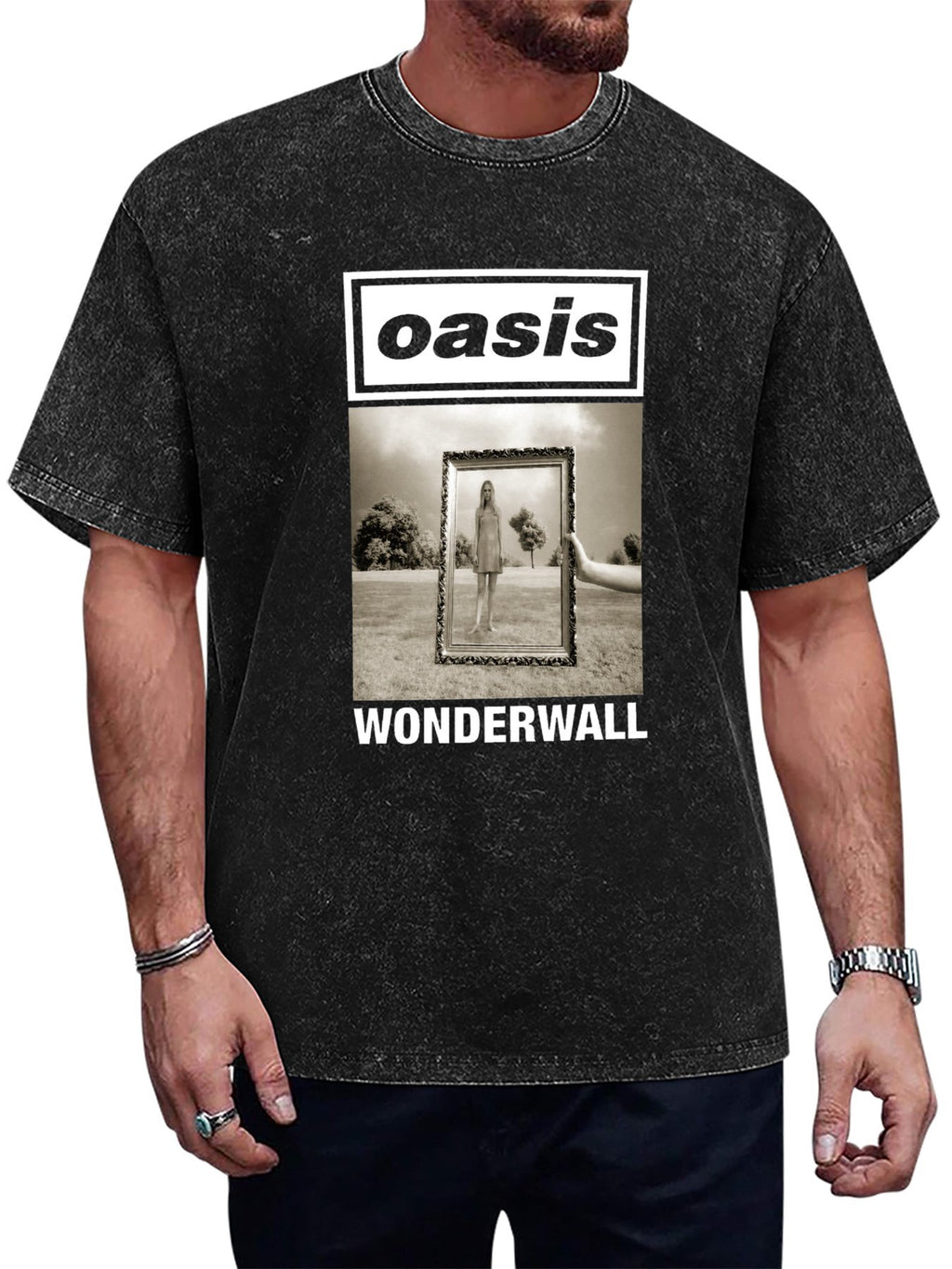 Oasis Wonderwall Framed Portrait Graphic T-Shirt