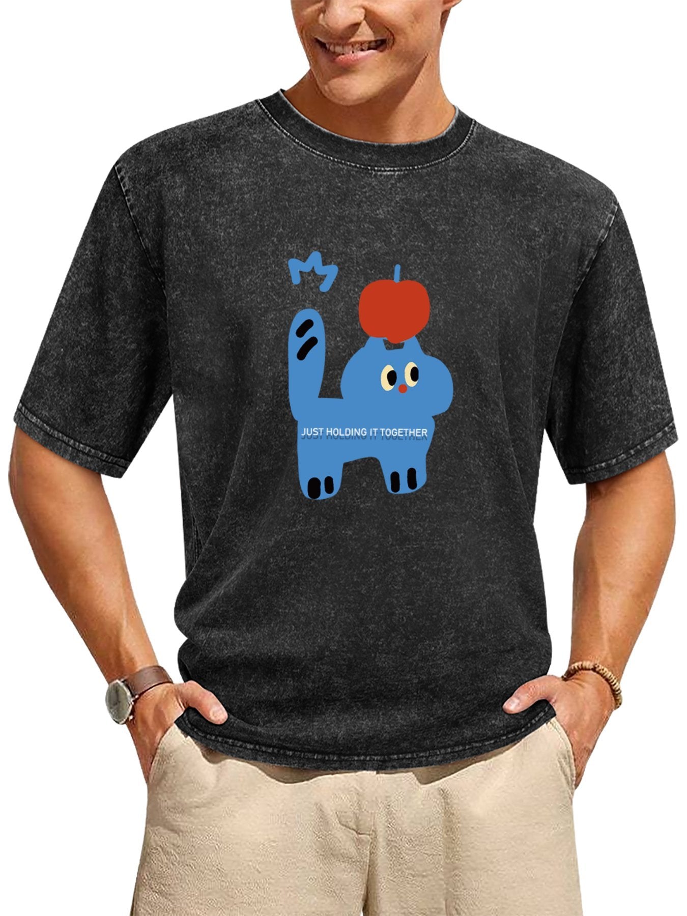 Just Holding It Together Cartoon Washed T-Shirt