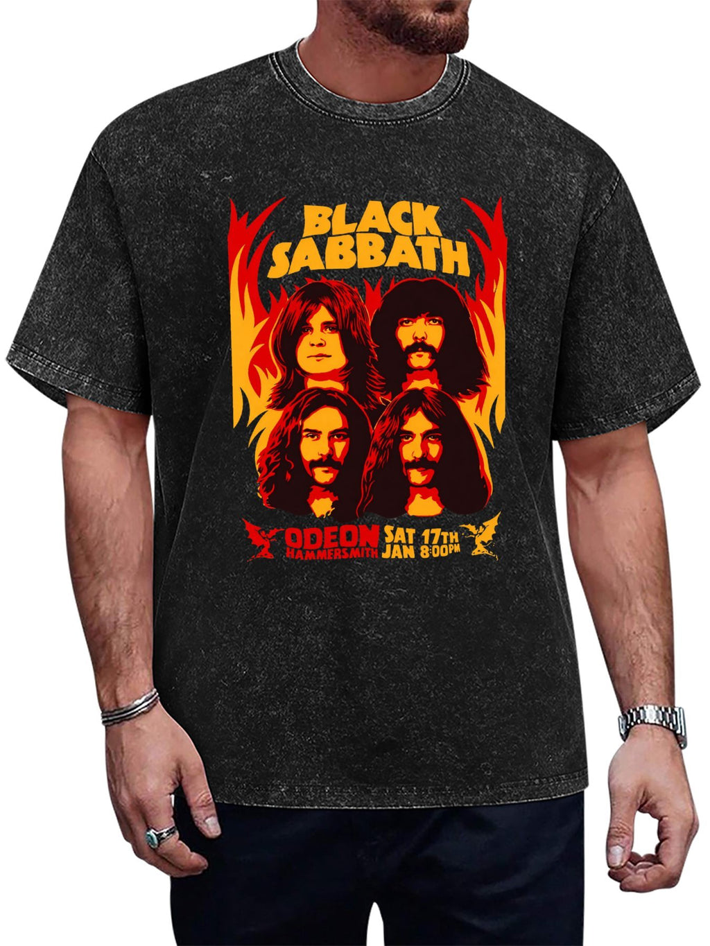 Vintage Washed Black Sabbath Hammersmith Concert Graphic T-Shirt