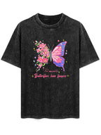 Romantic Butterfly Floral Vintage Washed T-Shirt