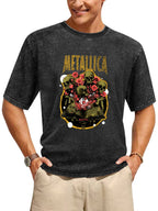 Metallica Mama Said Skull and Roses Graphic T-Shirt