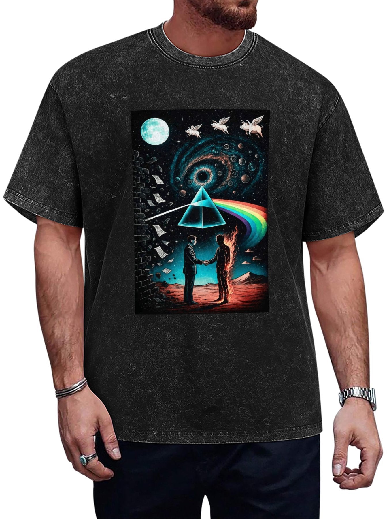 Vintage Pink Floyd Album Collage Graphic T-Shirt Main image