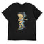Cartoon Roller Skater Graphic Black T-Shirt