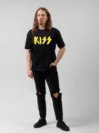 KISS Yellow Brushstroke Logo Graphic T-Shirt