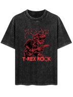 Vintage Washed T-Rex Rock Guitar Graphic T-Shirt