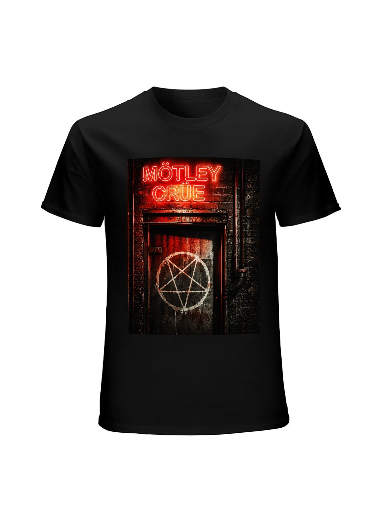 Mötley Crüe Neon Door Pentagram Graphic T-Shirt