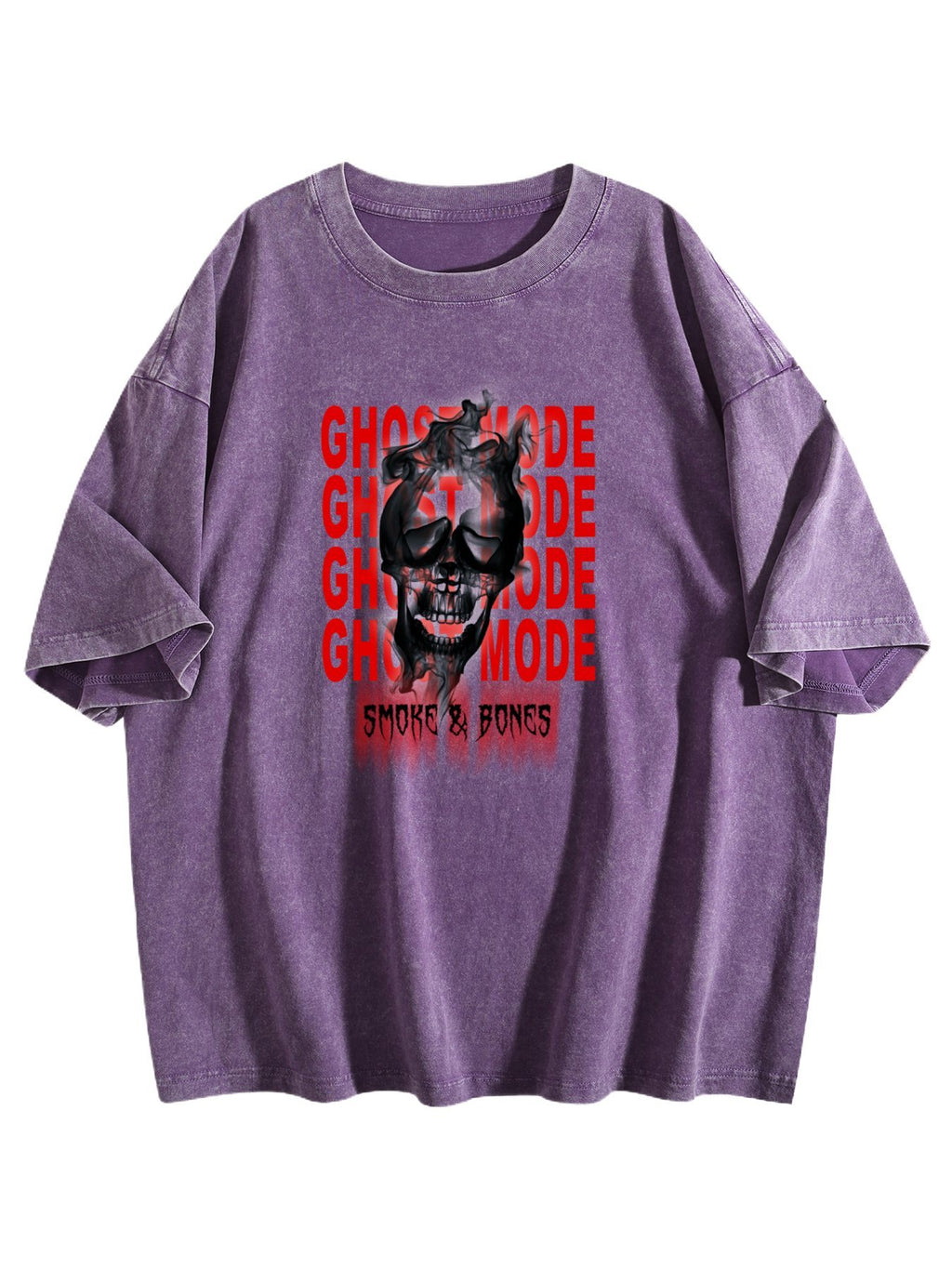 Ghost Mode Smoke and Bones Graphic Washed T-Shirt
