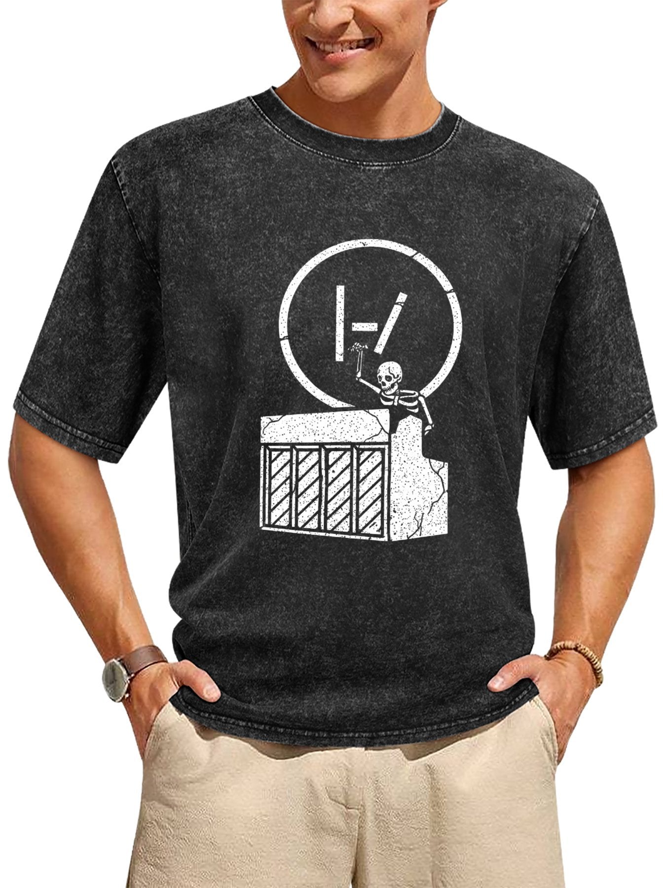 Vintage Washed Twenty One Pilots Skeleton Piano Graphic T-Shirt Secondary image