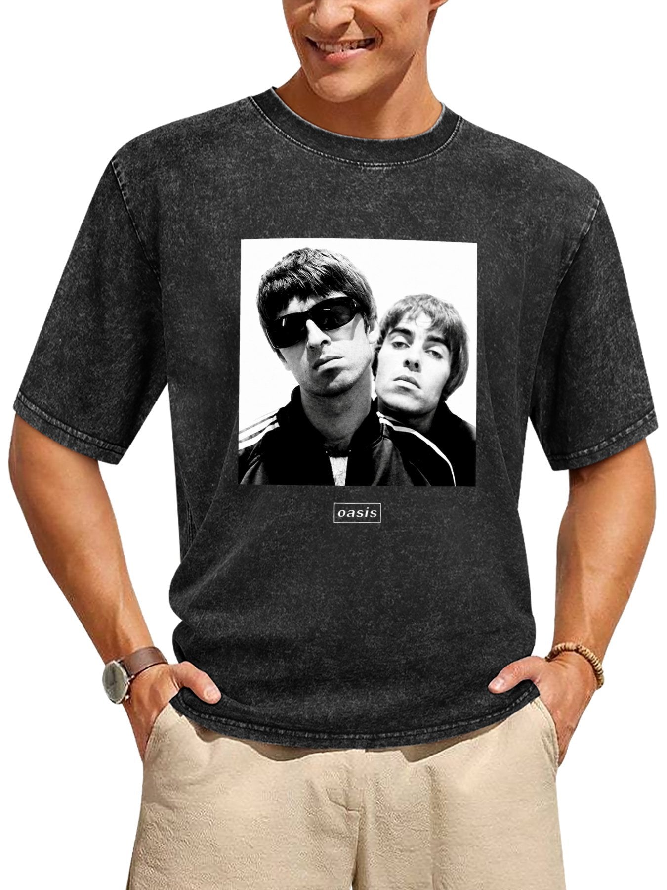 Oasis Black and White Duo Portrait Graphic T-Shirt Secondary image