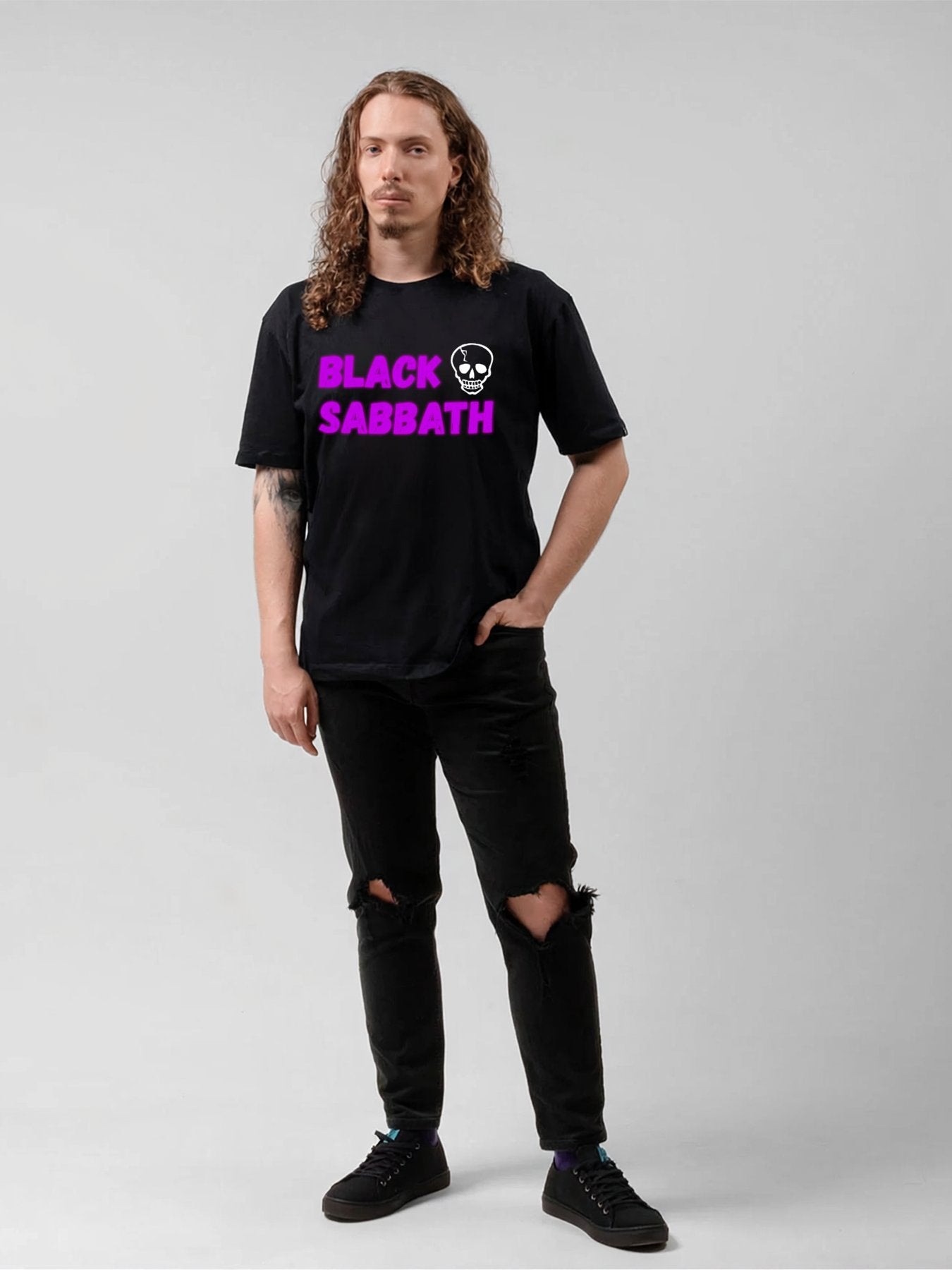 Black Sabbath Purple Skull Logo Graphic T-Shirt