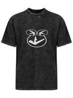 Abstract Smiley Washed Graphic T-Shirt