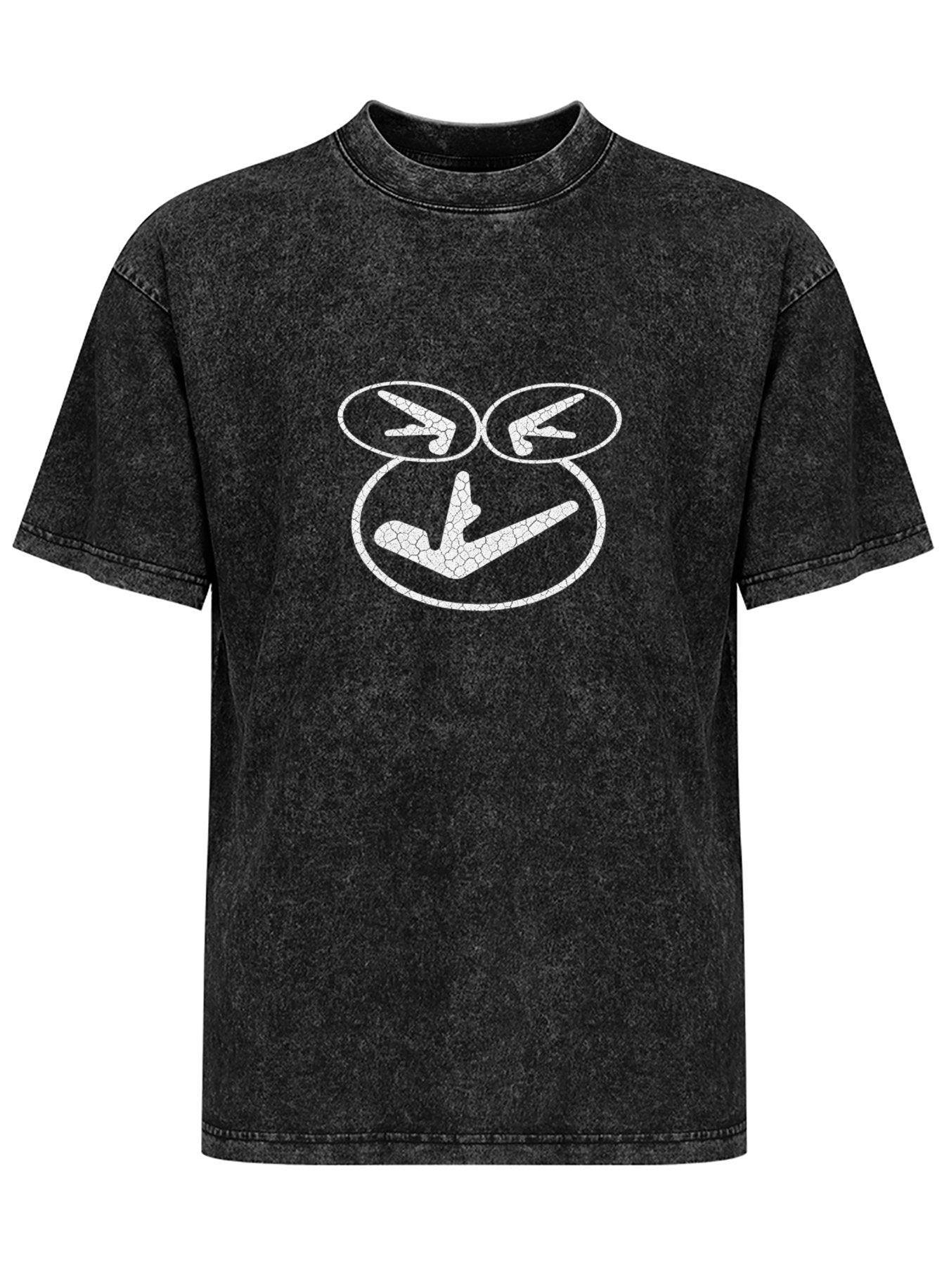 Abstract Smiley Washed Graphic T-Shirt