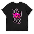 I'm OK Pink Bear Graphic Black T-Shirt