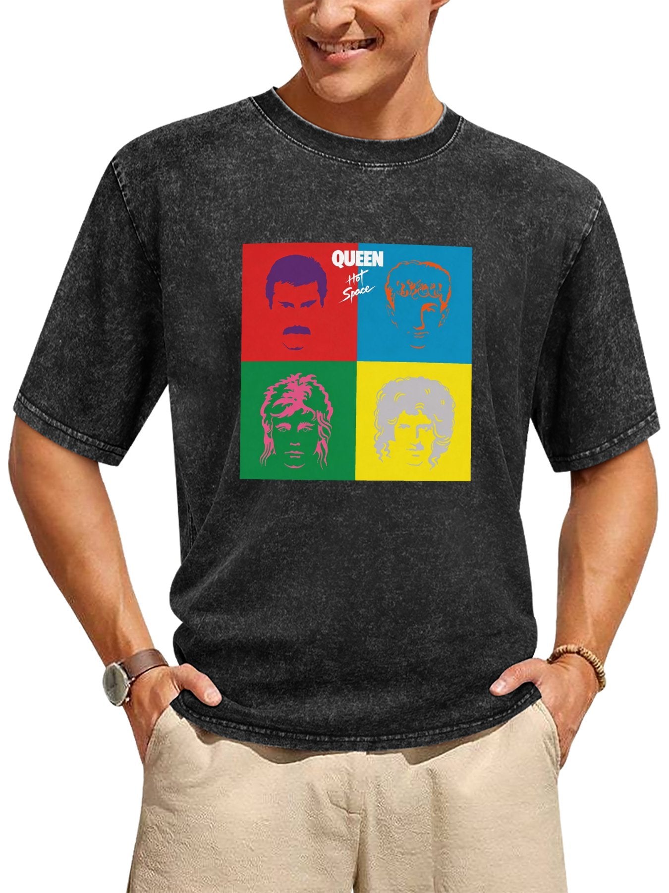 Queen Hot Space Pop Art Band Portrait Graphic T-Shirt