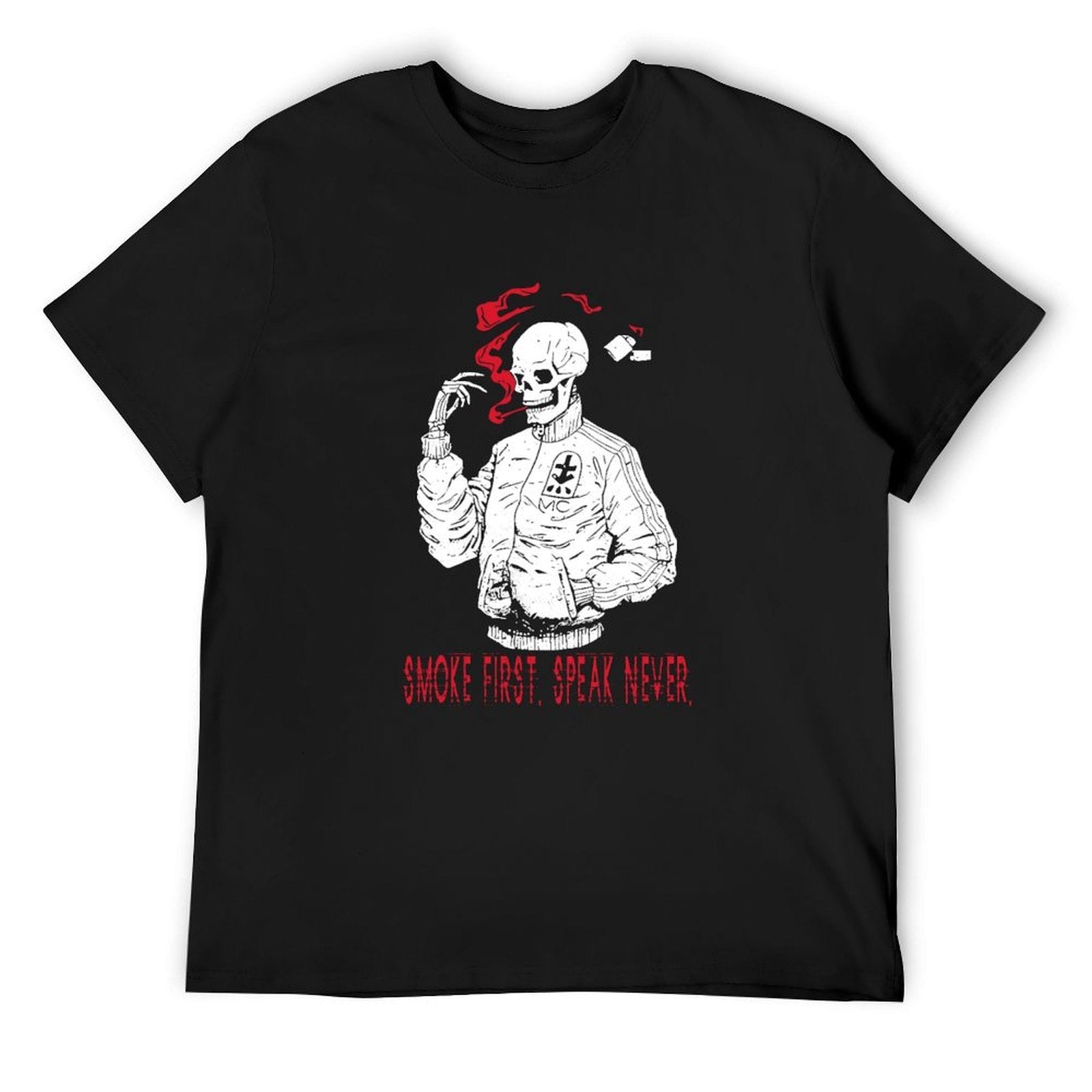 Smoke First Speak Never Skull Graphic T-Shirt