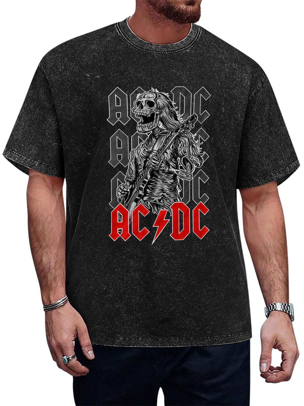 AC/DC Skeleton Guitarist Graphic T-Shirt